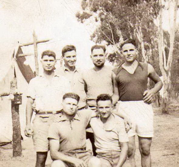 Internees and tent at Western Creek